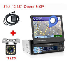 Load image into Gallery viewer, Podofo 1din Car Radio GPS Navigation 7" HD Retractable Screen MP5 Player Bluetooth Stereo Mirror Link Autoradio Rear View Camera
